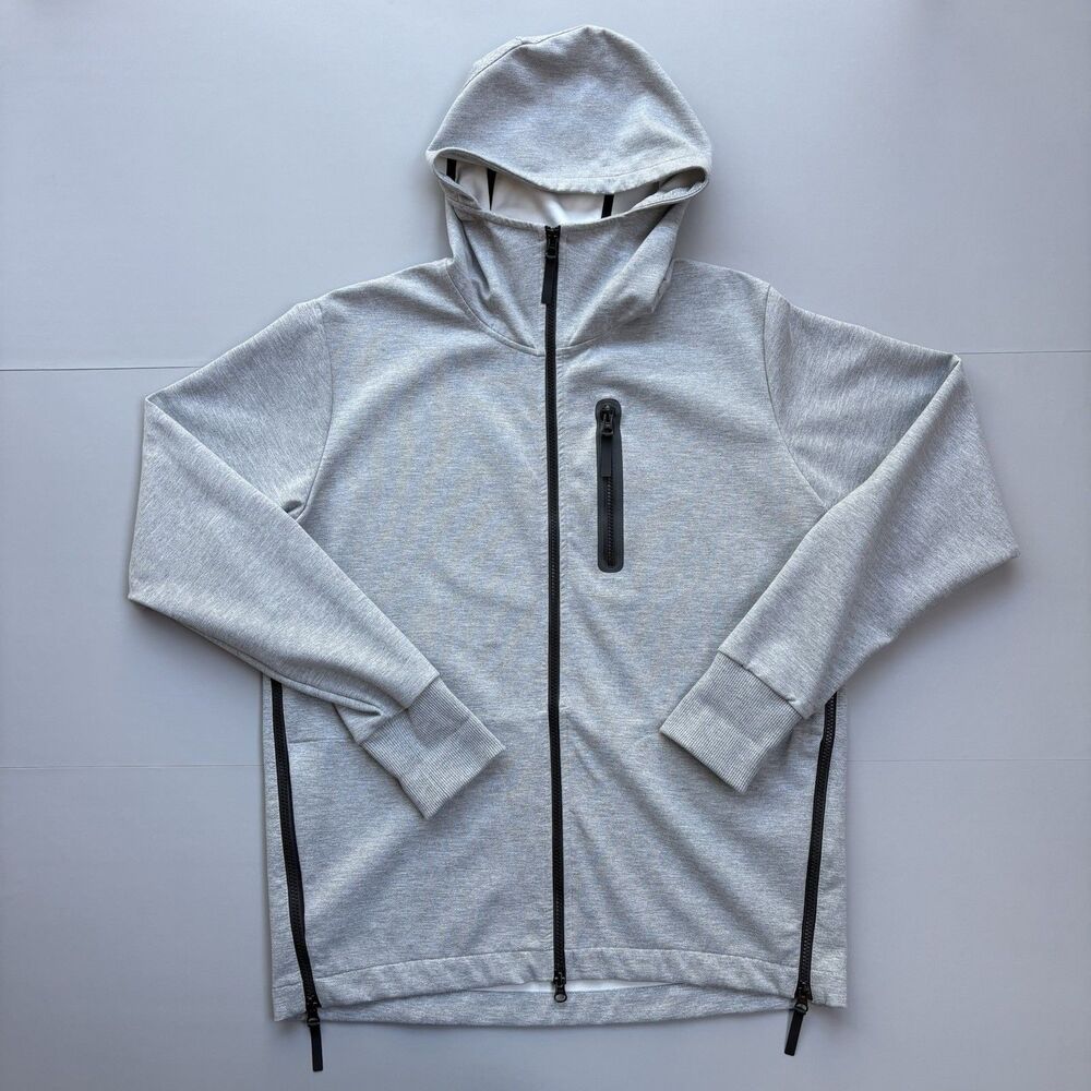 Jack Wolfskin TECH LAB Full Zip Hoodie Jacket Men's Medium Gray Pockets Travel